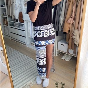 High Low Printed Skirt